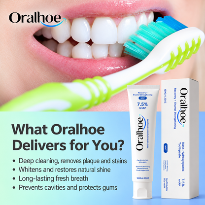 Oralhoe 7.5% Nano-Hydroxyapatite Toothpaste – Fluoride-Free, Enamel Care & Gentle Whitening, Fresh Mint, 4.23 oz-EDC